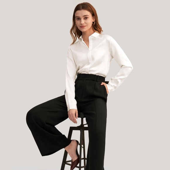 Lily Silk Basic Concealed Placket Women Silk Shirt - Picture 1 of 10